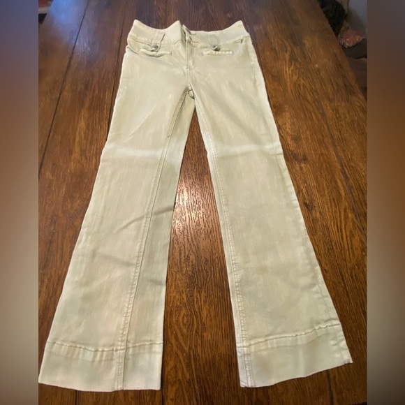Pilcro Light Pistachio Green High Rise Flare Retro 70s Pants Size 25 C2 - Picture 1 of 8